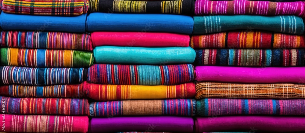 Poster a detailed view of an artisanal guatemalan fabric in antigua, with room for text or other elements i
