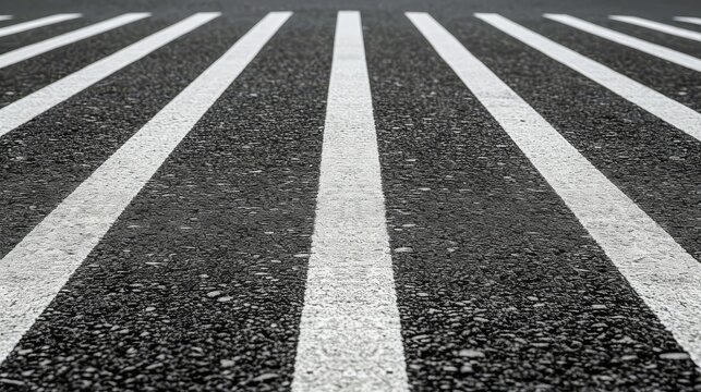 Striped Asphalt Road Surface with White Lines