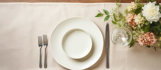 Luxurious home showcasing a beautifully designed family dinner table decor with a special focus on the concept and copy space image.