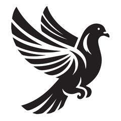 Racing Pigeon Flying Vector Silhouette