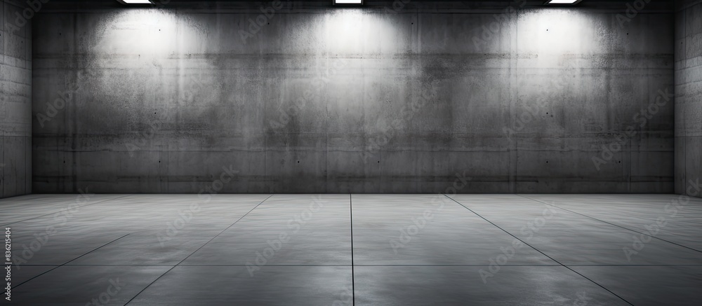 Canvas Prints Empty garage interior with a dark concrete wall and a plain floor, perfect for a copy space image.