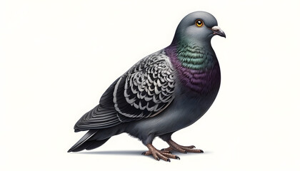 Obraz premium Realistic Pigeon Portrait: Detailed and Vibrant Illustration of Urban Bird