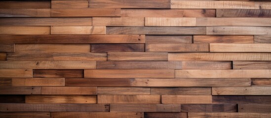 Wooden planks arranged in layers, creating a rustic and textured surface with copy space image.