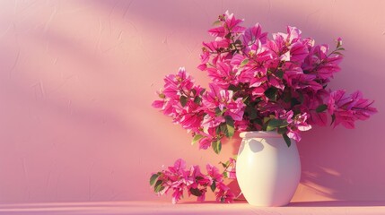 Bougainvillea flower pot in full pink bloom against a bright backdrop - Powered by Adobe
