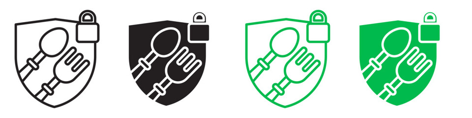 Food security lock icon line art vector