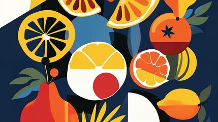 Colorful Abstract Fruit Pattern Illustration