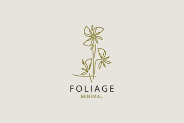Natural logo in the form of leaves in a minimalist linear style.	
