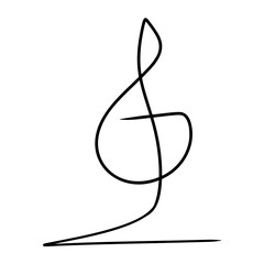 Continuous line clef musical and melody notes. vector illustration