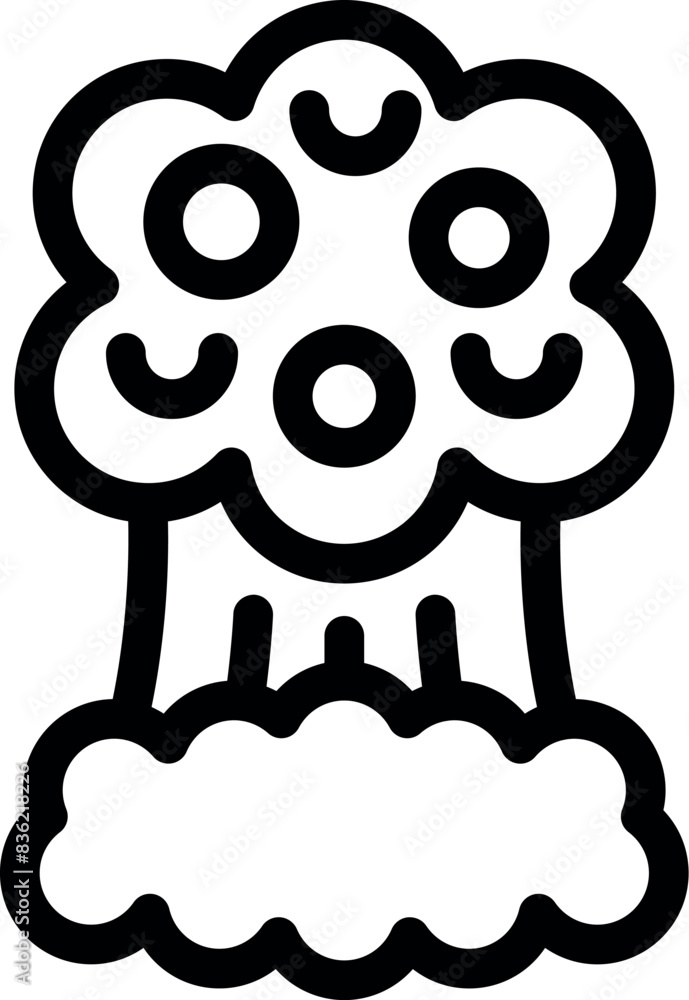 Poster vector illustration of a stylized tree in a simple black and white line art format