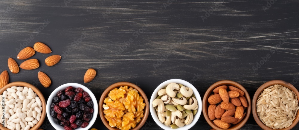 Poster create a nutritious breakfast by combining granola with dried fruits and nuts in a bowl, perfect for