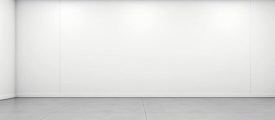 An art gallery's perspective view of an empty white wall with spotlights, ideal for a copy space image.