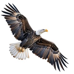Obraz premium A white background image of a powerful eagle soaring in the sky