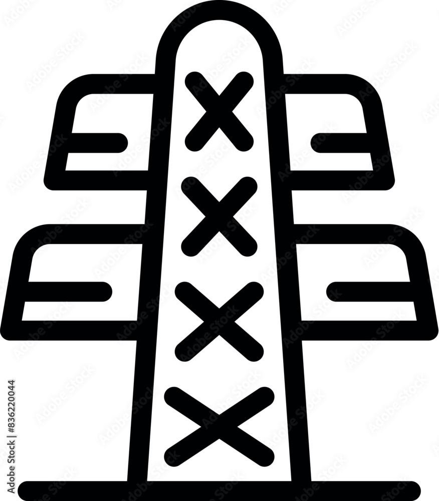 Poster simplified line art icon of a multidirectional sign, perfect for navigation themes