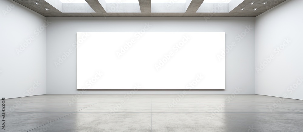 Poster an art gallery hall featuring a blank frame on the wall for a copy space image.