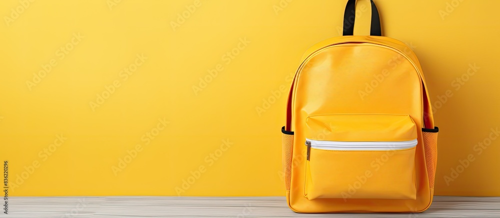 Poster colorful stationery laid out on a table next to a backpack, perfect for back-to-school season, with 