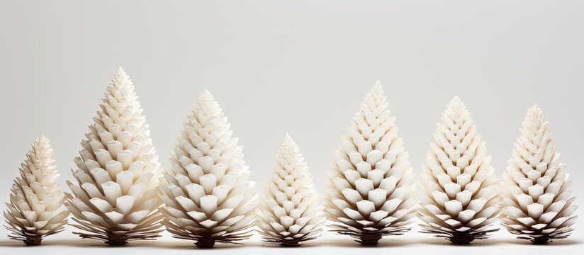 Woman decorates pine cones for Christmas with copy space image.