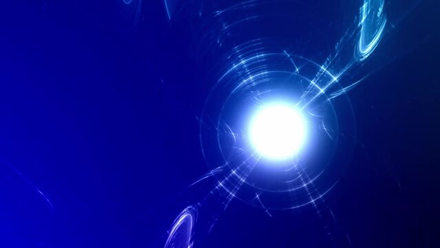 Futuristischer animierter blauer Lichteffekt in hell leuchtender Energiestruktur. Geschwindigkeitseffekt. Abstrakte leuchtende Lichtlinien, bewegte Energiestrahlen, innovativ
