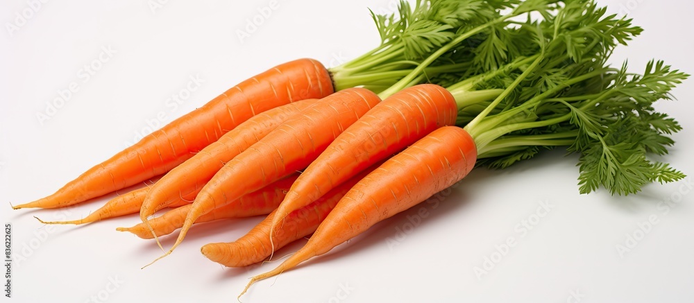 Aufkleber carrots and sliced pieces on a white background for package design with copy space image.