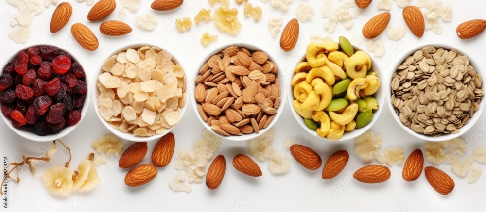Aufkleber create a nutritious breakfast by combining granola with dried fruits and nuts in a bowl, perfect for