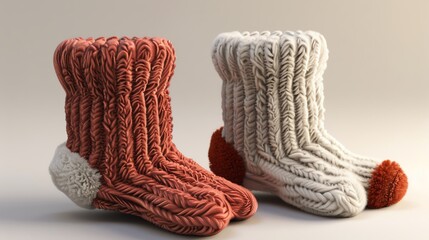 A 3D render of a pair of cozy socks designed for sleep