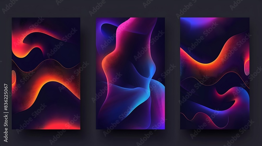 Poster cover gradient design set. a4 abstract color. minimal background