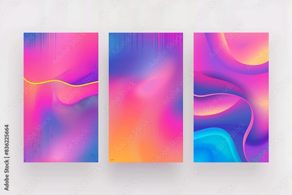 Poster cover gradient design set. a4 abstract color. minimal background