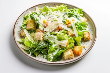 Healthy Caesar Salad with Crunchy Garlic Croutons and Creamy Dressing