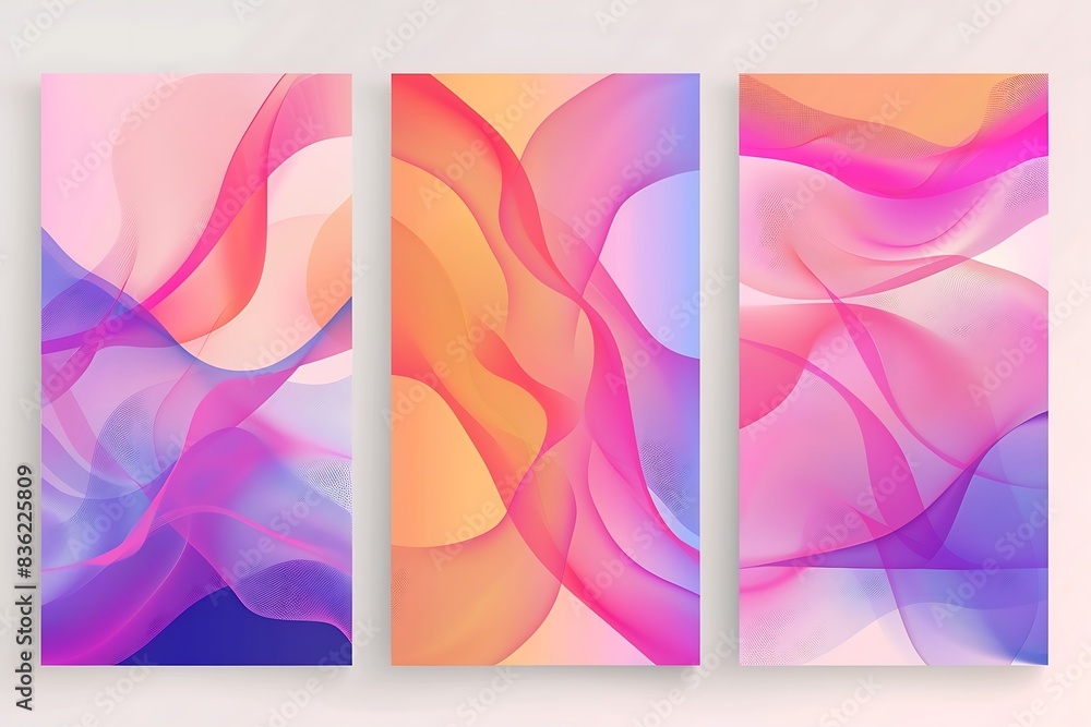 Aufkleber cover gradient design set. a4 abstract color. minimal background