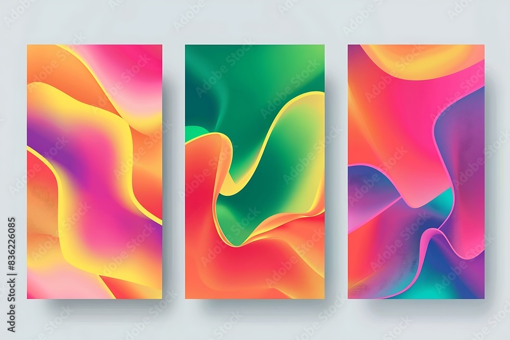 Aufkleber cover gradient design set. a4 abstract color. minimal background
