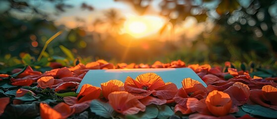 Red poppy petals scattered on a blank page, inviting reflection and personal messages