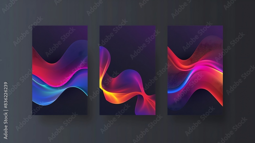 Aufkleber cover gradient design set. a4 abstract color. minimal background