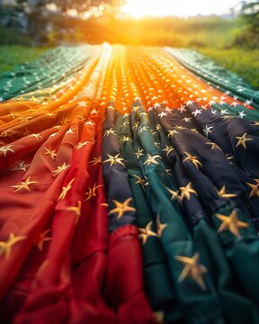 A fashion line that features the American flag pattern on clothing, but with a twist, such as vintage or abstract interpretations