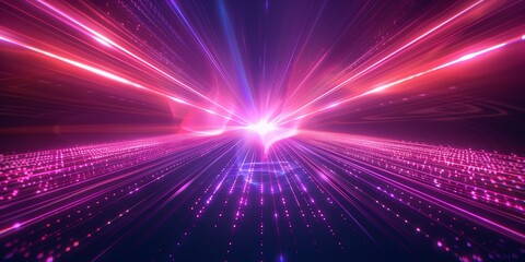 Fototapeta premium Abstract digital art of purple light rays radiating from a central point perfect for backgrounds and modern designs