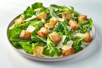 Traditional Caesar Salad with Crunchy Croutons and Creamy Dressing