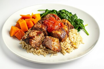 Fototapeta premium Mouthwatering Calafia Citrus Carnitas on a Bed of Rice