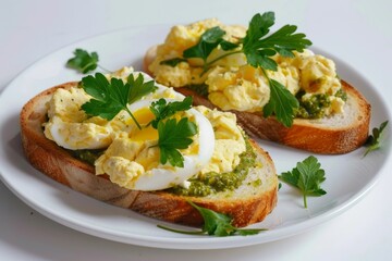 Elegant Calabrian Scrambled Eggs and Jalapeno Pesto Bruschetta