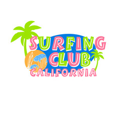 Surfing Club typography summer beach banner sign board design