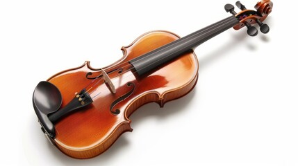 Fototapeta premium Classic violin on white background. High-quality image of a classic violin isolated on a white background, perfect for music, art, and culture related projects.