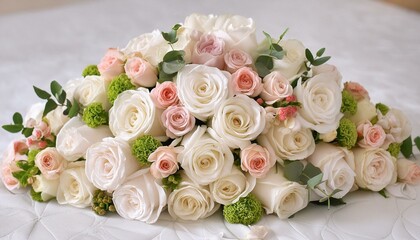 Obraz premium エレガントな白とピンクのバラの花束
