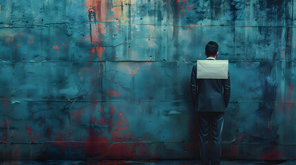 Professional employee portrait with farewell email concept, great for business and HR ads: A unique blend of employees  profile and departure communication in a photorealistic way