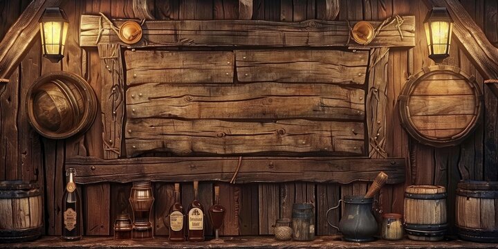 Old wooden tavern sign medieval