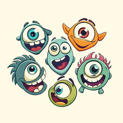 vector colorful cartoon eyes expression set