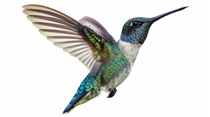 Obraz premium beautiful colorful hummingbird on white background