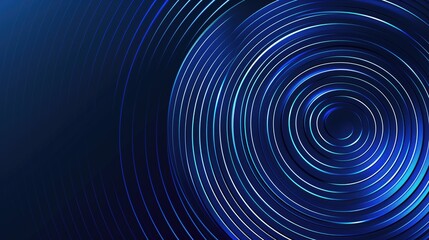 Abstract glowing circle lines on dark blue background. Geometric lines design. Modern shiny blue lines. Futuristic technology concept. Perfect for poster, cover, banner, brochure, website.