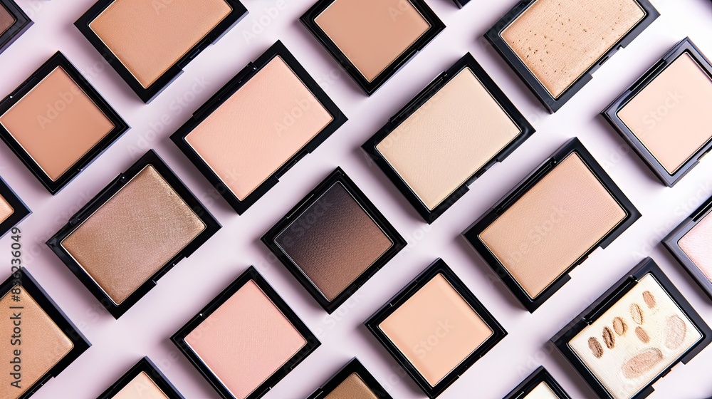 Aufkleber a close-up shot showcasing an elegant arrangement of various contouring and highlighter palettes. ge