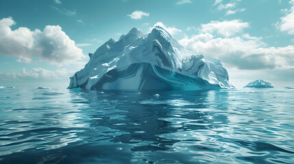 Iceberg Melting in Ocean: Climate Change Impact on Polar Ice and Sea Levels   Environmental and Marine Ads Concept
