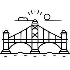 Bridge icon, architecture icon, transportation icon, construction icon, building icon, travel icon, business icon, industry icon, industrial icon, railway icon, pillar icon, urban icon, drawbridge