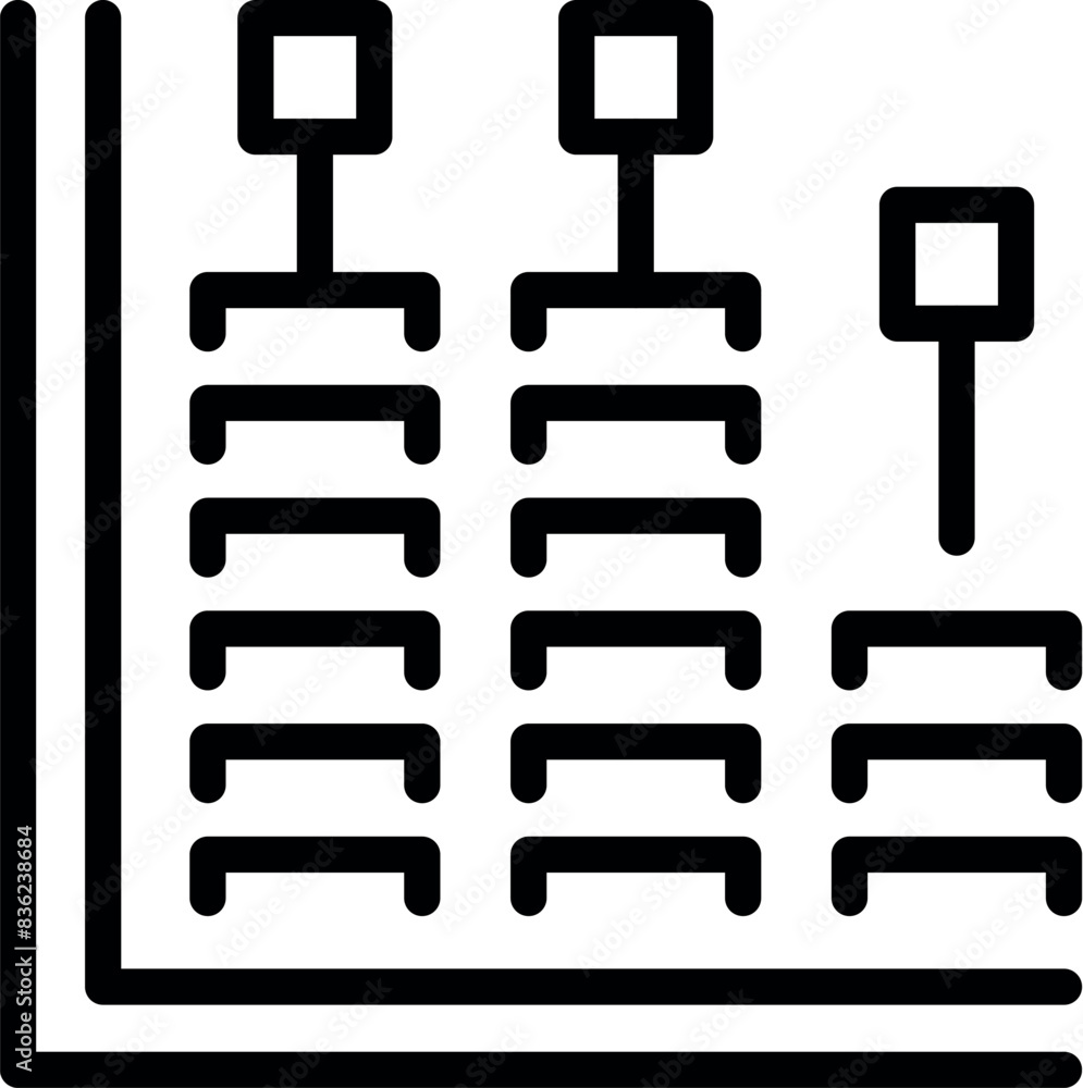 Aufkleber vector icon illustration of a sound mixer with sliders and knobs in a simple line art style