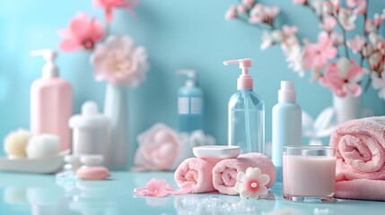 Mother and Baby Products: Parenting Profile with Symbolic Items for Baby Care in Photo Stock Concept