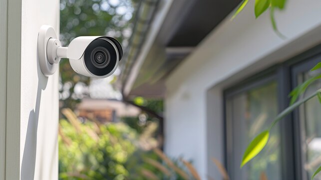 Sleek wireless CCTV camera positioned above a front door, providing high-definition surveillance of a welcoming home entrance advanced home protection